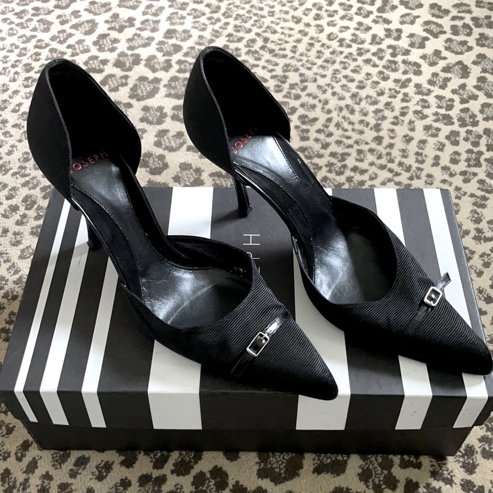 Joseph Black Pointed Toe Heels Size 36.5